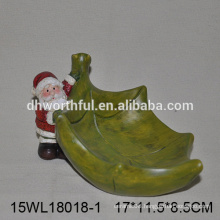 Factory direct sales ceramic plate for candy with christmas santa claus